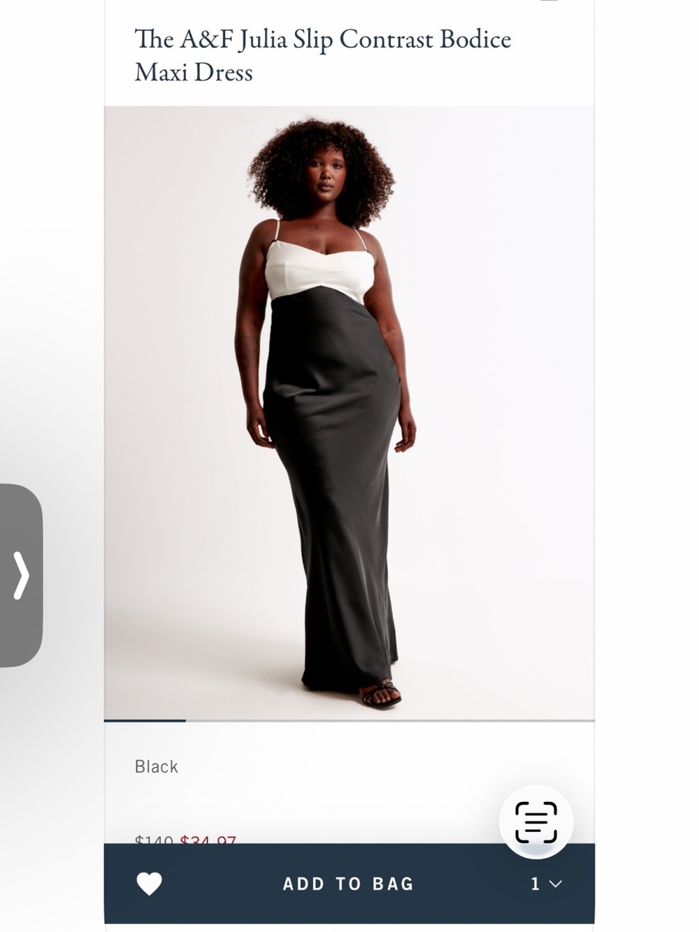 A&F Julia Slip Contrast Bodice Maxi Dress - Black & White